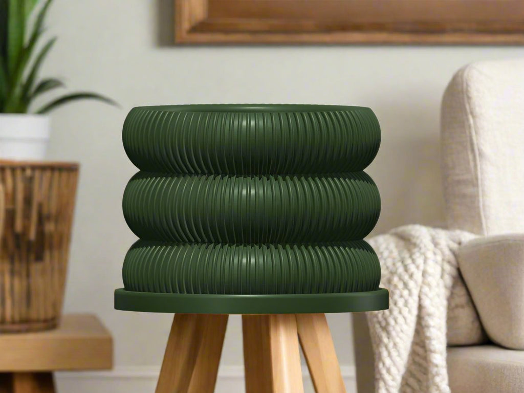 Ribbed Bubble Plant Pot With Drainage and Saucer