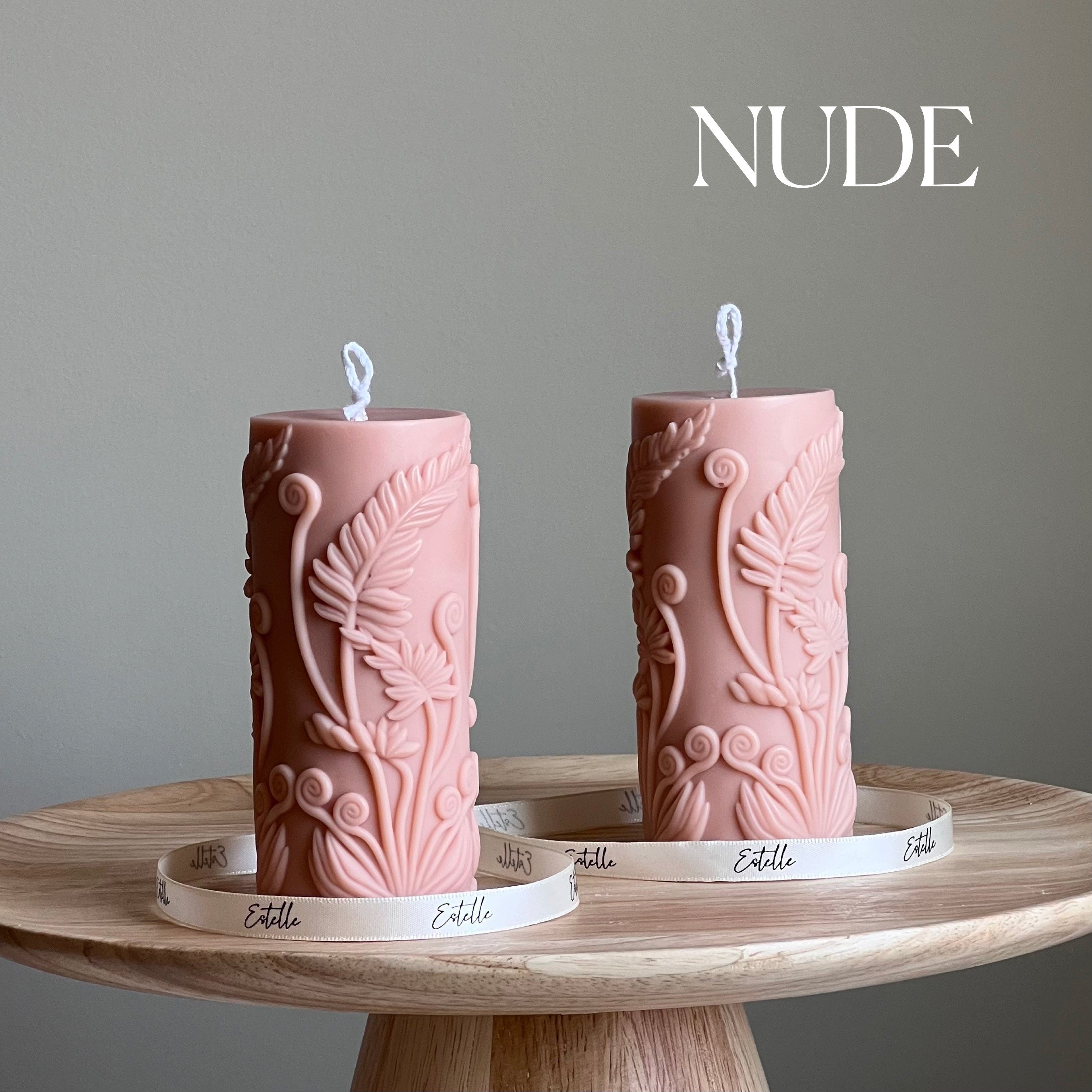 Fern Pillar Soy Candle: Sculptural Plant Design, Minimal Home Decor