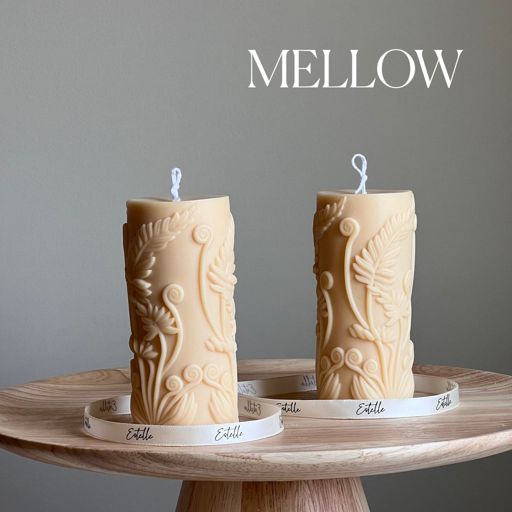 Fern Pillar Soy Candle: Sculptural Plant Design, Minimal Home Decor
