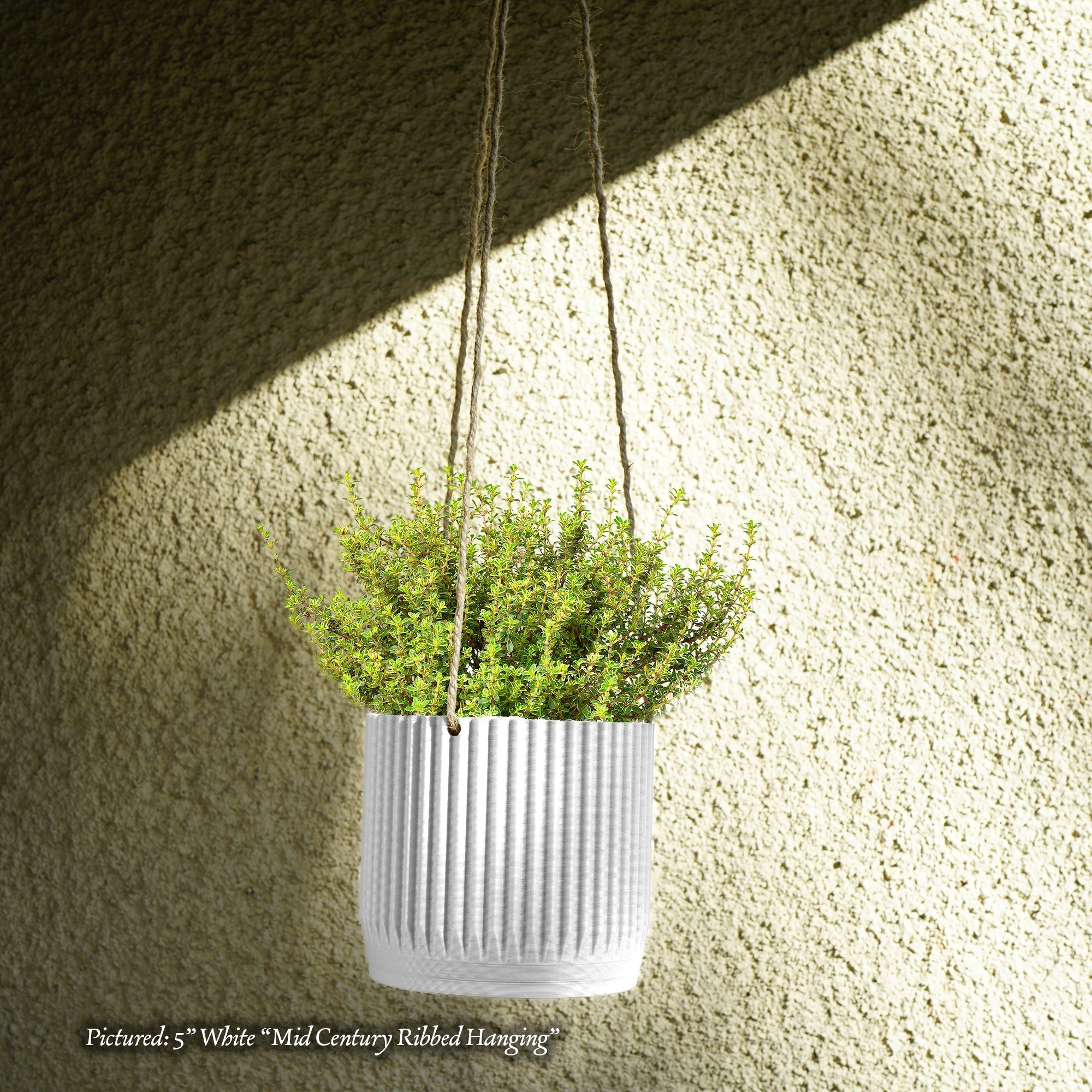 Mid Century Ribbed Hanging Plant Pots