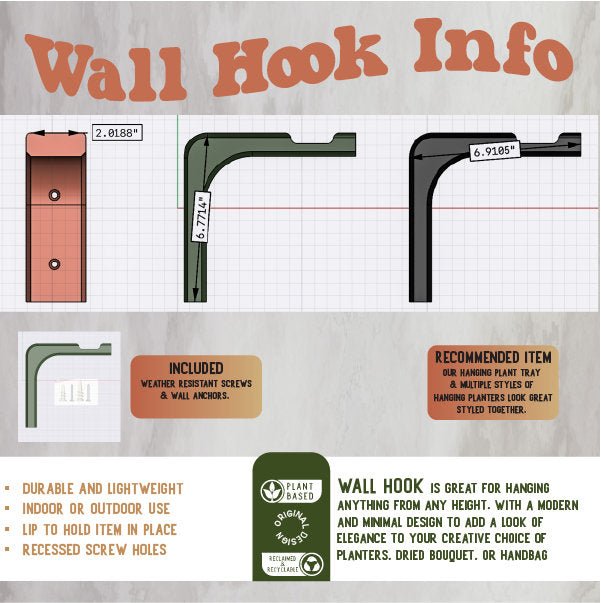 Minimal Modern Hanging Planter Wall Hook